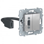 Розетка HDMI SE Unica NEW, алюминий