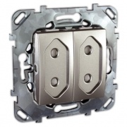 Розетка  2 модуля 10 А со шторками  SE Unica Top, алюминий