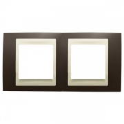Рамка Unica хамелеон 2 поста горизонтальная какао/бежевая