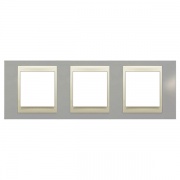 Рамка Unica хамелеон 3 поста горизонтальная серый/бежевая