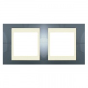 Рамка Unica хамелеон 2 поста горизонтальная голубой лед/бежевая