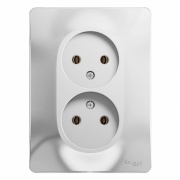 Розетка двойная без заземления16А в сборе SE Glossa, белый