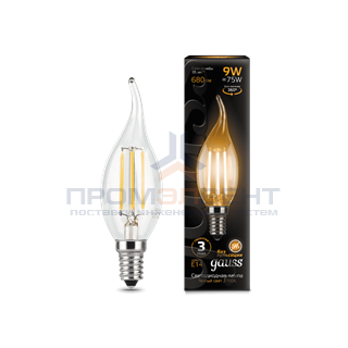 Лампа Gauss Filament Свеча на ветру 9W 680lm 2700К Е14 LED 1/10/50