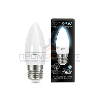 Лампа Gauss Свеча 9.5W 950lm 4100К E27 LED 1/10/100