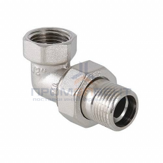 Сгон разъемный угловой VALTEC VTr.098 - 1/2" (резьба внутренняя/наружная, латунь никелированная)