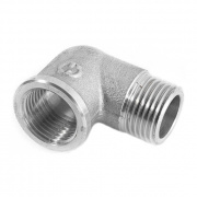 Отвод 90° латунный резьбовой равнопроходный STOUT (НР/ВР) - 3/8" (никелированный)