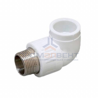 Переход на наружную резьбу угловой Fusitek - 20 x 1/2" (для полипропиленовых труб, цвет белый)