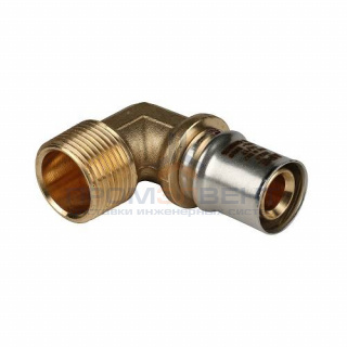 Переход на наружную резьбу угловой STOUT - 26 x 1" (прессовой, для металлопластиковых труб)