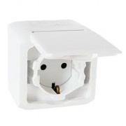 Розетка IP44 Legrand Quteo с заземлением со шторками белая