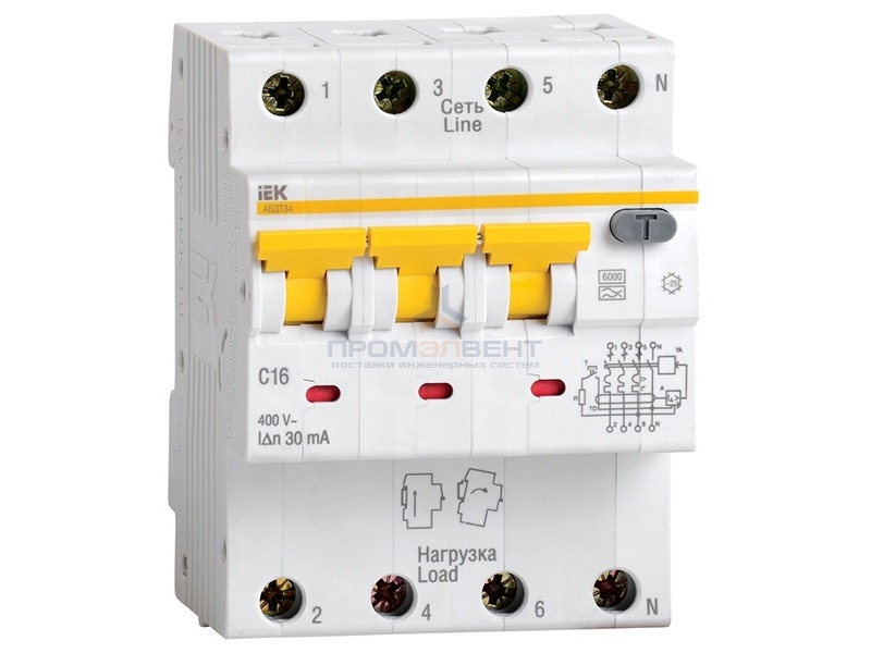 Дифференциальный автомат АВДТ 34 C16 30мА ИЭК