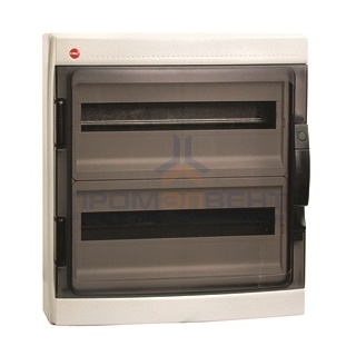 Щиток настенный DKC на 36 модулей IP65 серый с прозрачной дверцей с клеммником 87512 и замком