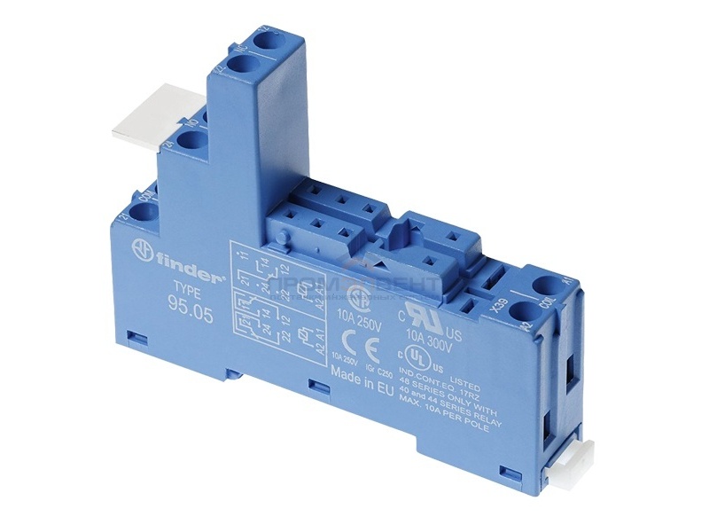 Розетка Finder 95.05 с винтовыми клеммами для реле 40.51/40.52/40.61/44.52/44.62 (с зажимной клетью)